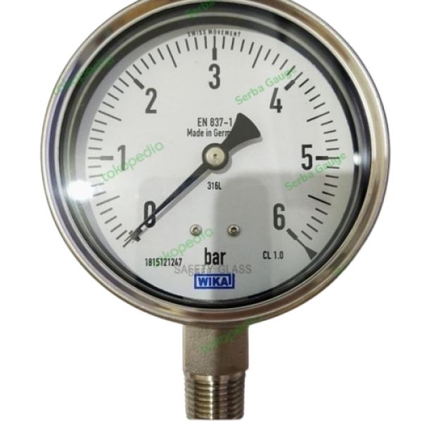Sewa WIKA Pressure Gauge 4" x 1/2" 0-6 Bar di PT Arsindo