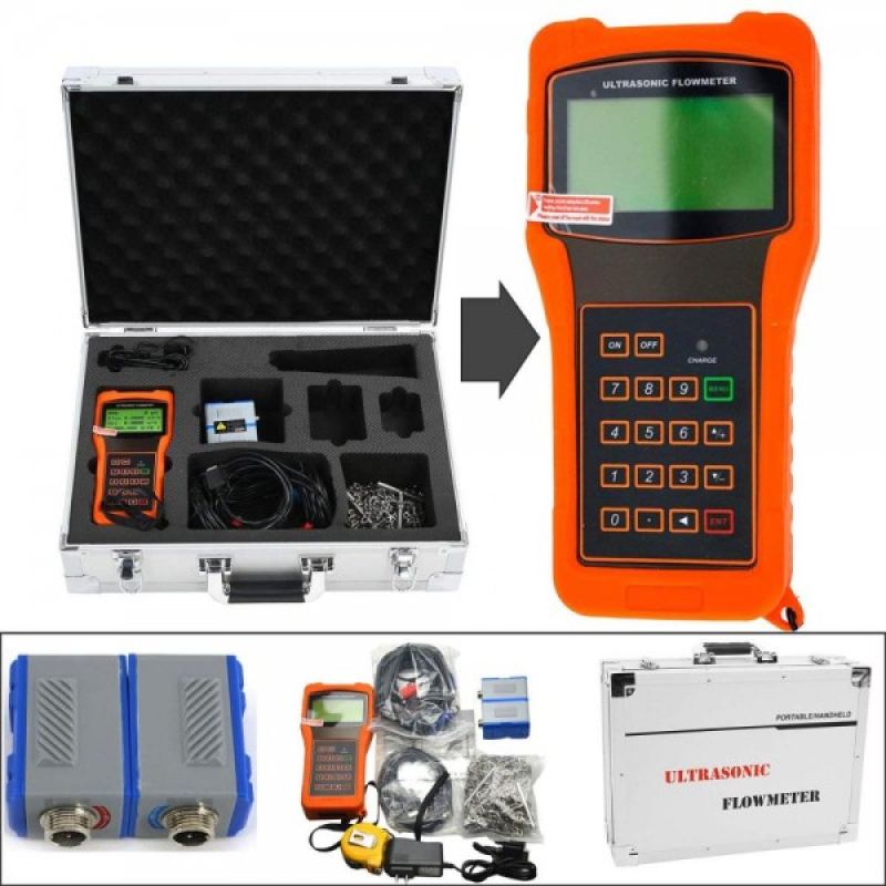 Sewa portable ultrasonic flow meter TUF-2000H lengkap dengan hard case, transducer clamp-on, dan aksesori di PT Arsindo